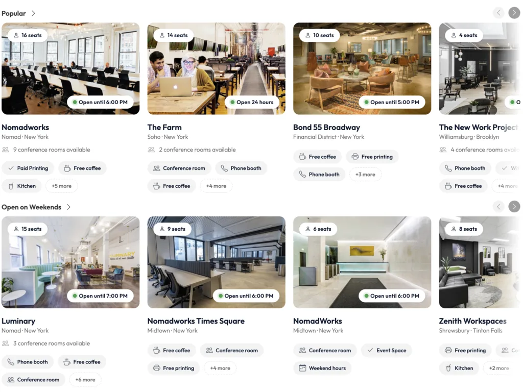 Space recommendations feature showing personalized workspace suggestions