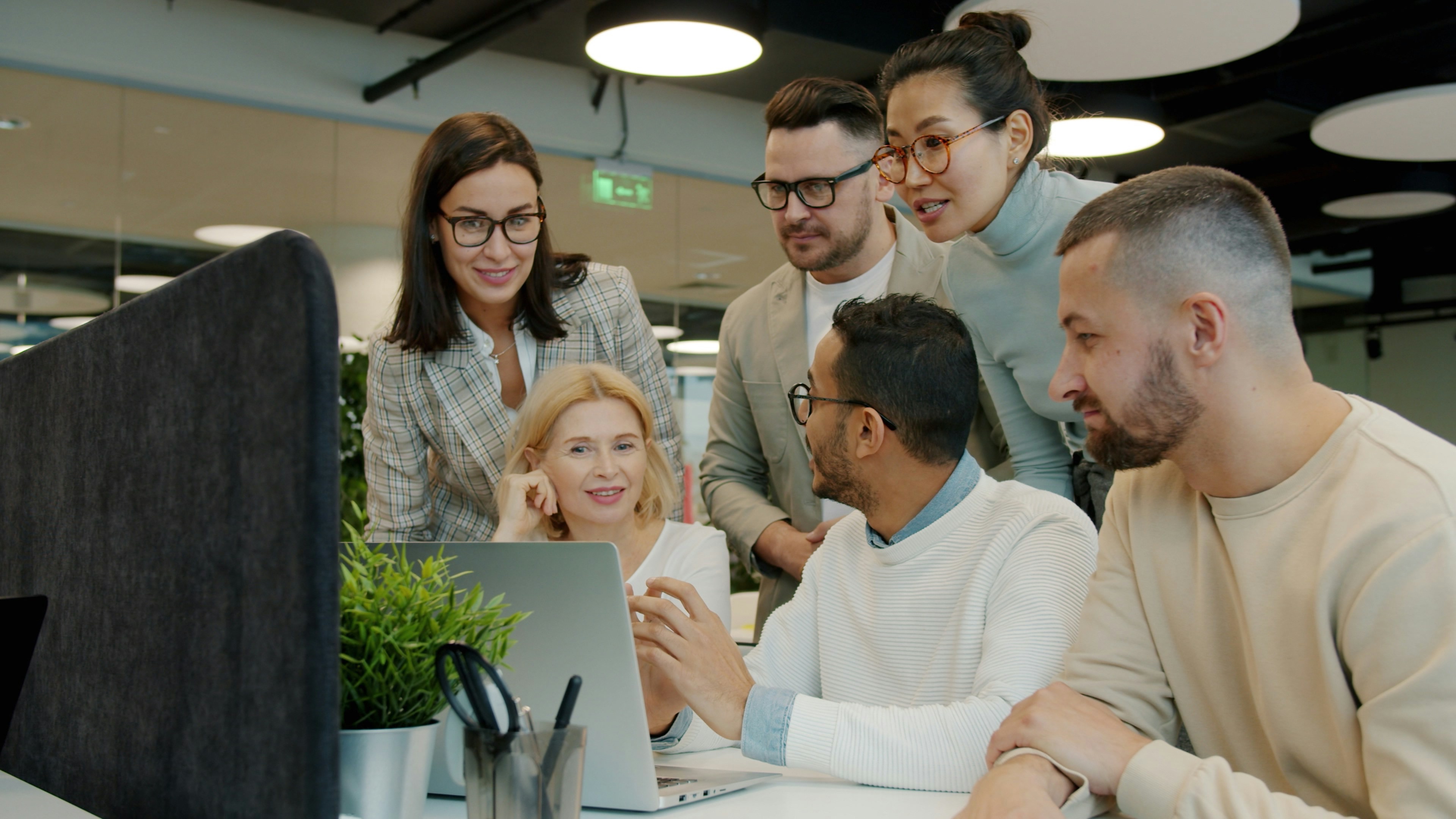 Team collaborating in a coworking space